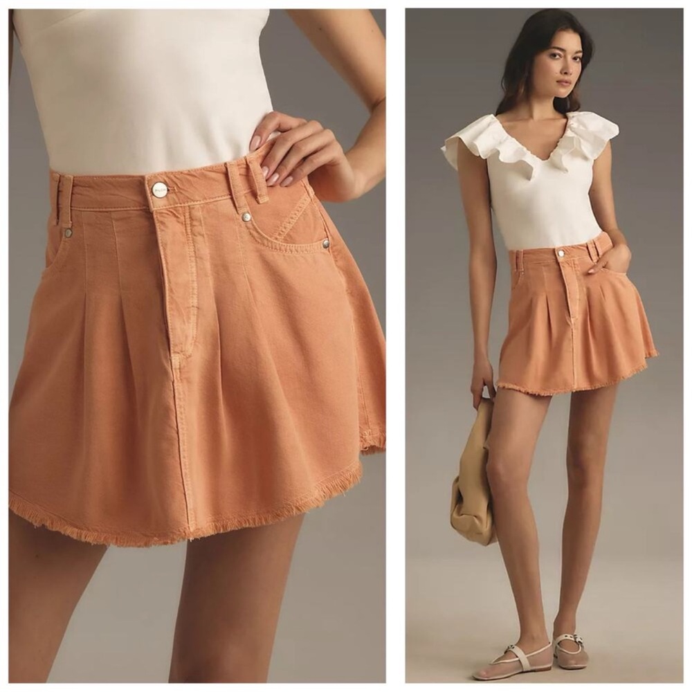 Anthropologie Pilcro Pleated Micro Denim Skirt Size 2